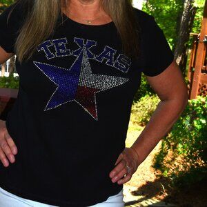 Texas rhinestone black RN short sleeve shirt XS S M L XL XXL 1X 2X,3X,…